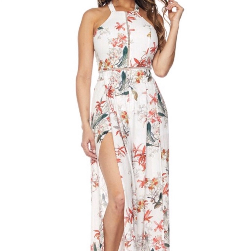Open back floral jumpsuit